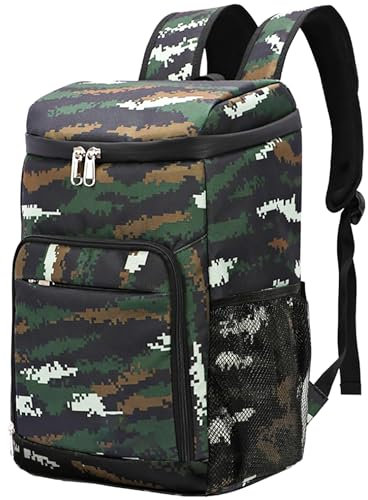 Mochila Nevera Isotermica Bolsa Refrigeradora Equipo Térmico Impermeable para Mantener Frío Caliente Comidas y Bebidas para la Playa Verano Camping Picnics Senderismo (24 litros Camuflaje Verde)