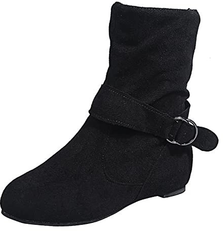 Générique Scarpe Tacco 4 Cm Moda Grandi Stivali Retro Tacchi Scarpe Corte Traspirante Donne Cerniera Stivali Alti per Donne Scarpe Pallacanestro Ragazzo, Le Noir, 38 EU