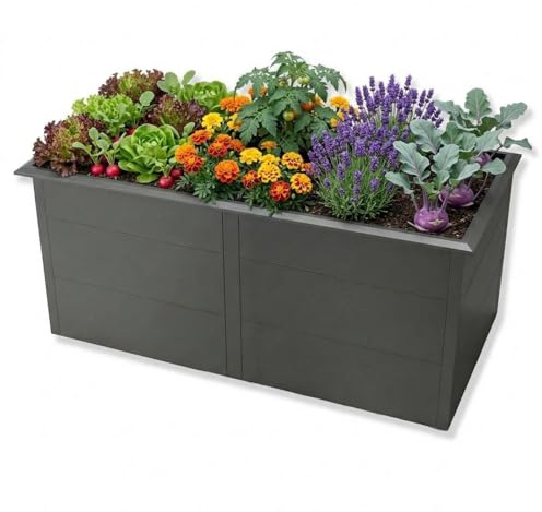Metzler Hochbeet für den Garten – Stahl in Eisenglimmer (DB 703) | Mit integriertem Schneckenschutz | Witterungsbeständiges Metall-Gartenbeet, Pflanzenbeet, Gemüse- & Blumenhochbeet | 206 x106 x 77 cm