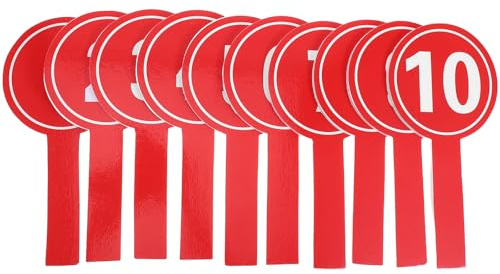 Operitacx 10 Stück pack Abwischbare Handpaddel Schaumstoff Zahlen Tafeln 12x24cm Rot Wiederverwendbare Punktetafeln für Klassenzimmer Auktionen und Unterricht