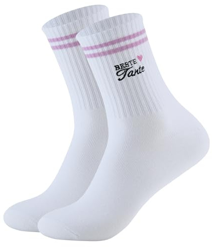 RF&CM Socken bestickt,Statementsocken für die beste Tante,Tennissocken für Tante,Tantegeschenk