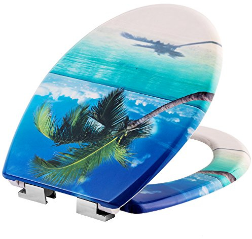 TecTake Abattant WC Frein de Chute Soft Close Siège de Toilette Cuvette Siège Lunette Plage