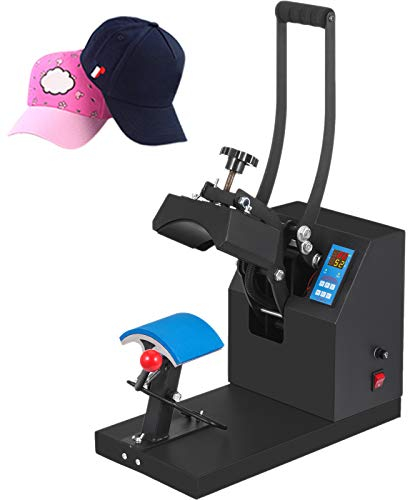 VEVOR Presse à Chaud Presse de la Chaleur Presse à Casquette Machine de Sublimation Transfer 600W 220V Machine de Presse à Chaud Plaque Chauffante en Aluminium pour Baseball Chapeau 8x14cm