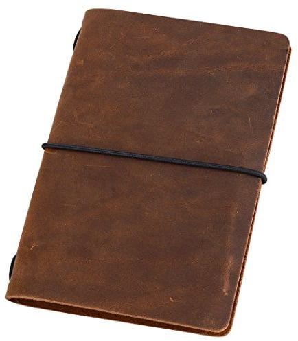 Taschen-Reisebuch Notizbuer, Nachfüllbares Leder-Reisetagebuch für Männer & Frauen, Notebooktasche für Field Notes, Moleskine, 9 x 14cm, Braun