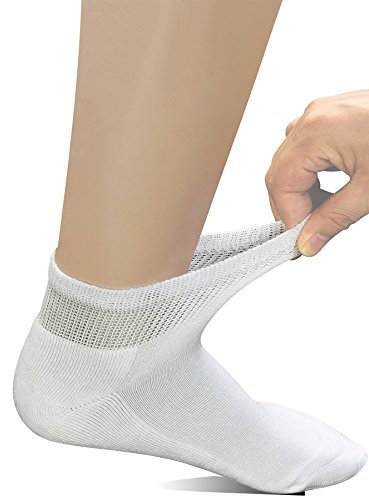 Yomandamor Lot de 5 paires de chaussettes basses en bambou pour homme sans couture pour diabétiques 39-45, 5 paires blanc uni, 6-11