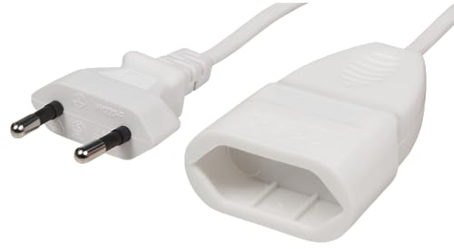 MC Power - Netzkabel Verlängerungskabel 2 Meter | Verlängerung Eurostecker - Euro-Kupplung Typ-C Steckdosenverlängerung für PC Computer, Monitor, Lampen weiß