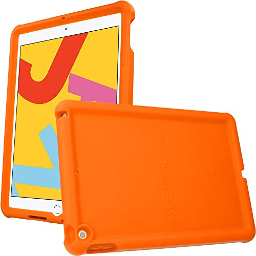 TECHGEAR Bumper Silicone Coque pour iPad 10.2 2021/2020/2019 [9ème 8ème 7ème génération] Coque de Protection Caoutchouc Résistante aux Chocs avec Bords et Coins Renforcés +Film de Protection - Orange