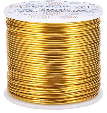 BENECREAT 68m 1.5mm Filo di Alluminio Giallo Filo per Gioielli Filo Metallico per Fabbricazione Artigianale per Filo artigianale Calibro 15