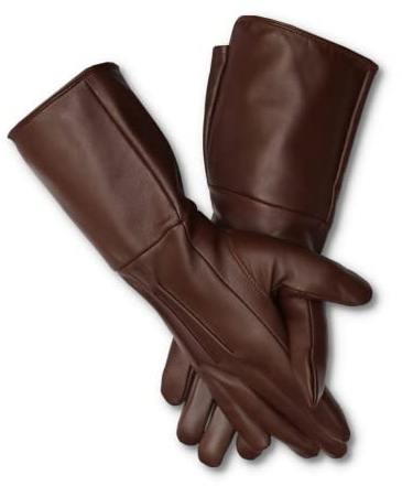 NA Herren Mittelalter Renaissance Cosplay Ungefüttert Handschuh Echtes Leder Kostüm Handschuhe Artillerie Kleinkind Lange Arm Manschette, Braun, XX-Large