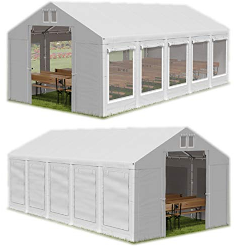 Das Company Tendone per Feste Bianco 5x10m Con Persiane e Zanzariere Impermeabile 560 g/m2 PVC Telone Costruzione Summer - Tenda da Esterno Impermeabile, Tenda Giardino Esterno - Tendone Estate