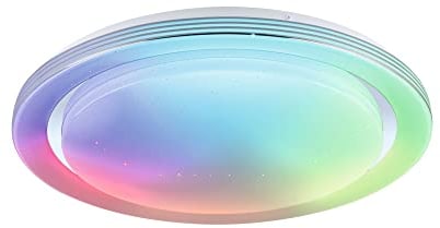 Paulmann 70547 LED Deckenleuchte Rainbow mit Regenbogeneffekt incl. 1x38,5 W dimmbar dynamicRGBW Farbsteuerung Chrom, Weiß Kunststoff, Metall 3000 K