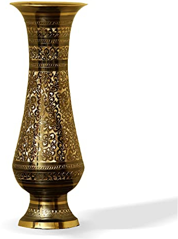 ARRC Goldene Vase für Heimdekoration, 25.4 cm hoch, Dekorative Blumenvase, Handgefertigte Messingvase, Rustikal, Rund, Hochzeit, Schul-/Studienabschluss, Weihnachten, Abschluss, Muttertag