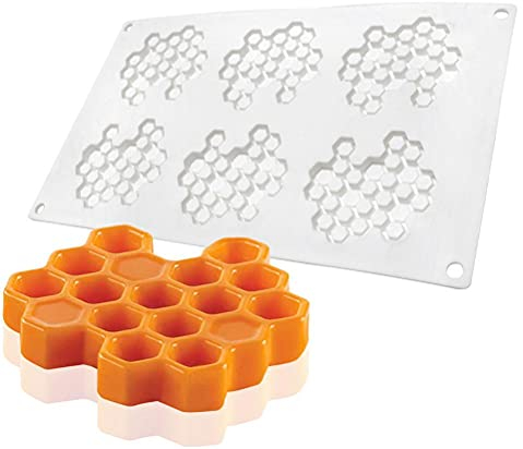 SHARRA Honigwaben Silikonform Kuchenformen, DIY Honeycomb Kuchenformen für Muffins, Kekse, Kuchen, Schokolade, Süßigkeiten, Backzubehör