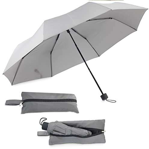 Maximex 2-in-1 Taschenschirm mit Tasche, platzsparender Taschenschirm mit integrierter Einkaufstasche, schnell trocknender Taschenschirm mit Henkel & geringem Eigengewicht, 40 x40 m