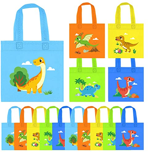 20 Pack Dinosaur Party Favor Bags Animal Birthday Party Decorations Return Gifts for Kids Birthday with 5 Style Dinosaurs for Candy Treat Goodies Gift Bags Boys Kids Dino Theme Party Supplies (BOY)