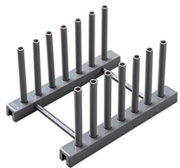 DOITOOL Dish Drying Rack - Mini Kitchen Plate Rack, Grey Plastic, 17 x 12 x 9.5 cm, Vertical Shelf, Dishware, Kitchen Dish Drying