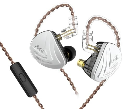 keephifi KZ AS16 KZ Auriculares Intraurales In Ears con Cable IEM AS16 con Cancelación de Ruido 8BA Equilibrado para Controladores de Armadura con Micrófonos (Negro, con Micrófono)