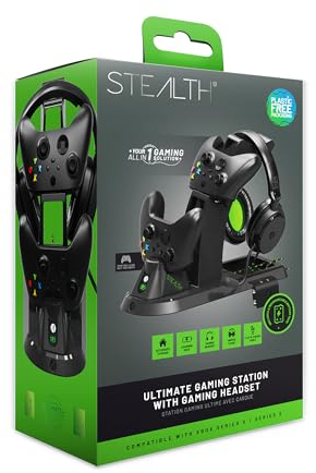 STEALTH Ultimate Gaming Station for XBOX Series X/S, with Matching Headset and Controller Stand, 2m braided USB-C Charging Cable and Rechargeable Battery Pack