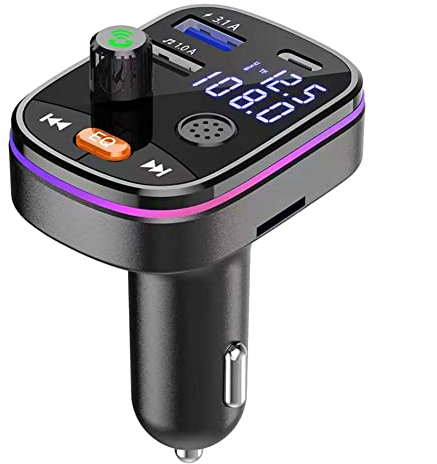 DONGKER Auto FM Transmitter, Drahtloser Bluetooth-5.0 Autoradio Adapter,Auto Freisprecheinrichtung mit QC 3.0 und PD 20 W Ladegerät,Unterstützt TF/SD-Karte und USB-Festplatte für Auto