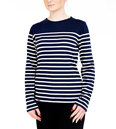 Breizh Ocean - T Shirt for Woman - XS to 4XL - French Creation PIRIAC - Long-Sleeve Striped Womens T Shirt - Organic Cotton Mens Shirts - Womens Top
