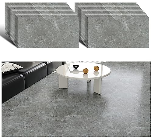 VEELIKE Pavimento in PVC Marmo Grigio Piastrelle Adesive Pavimento Bagno Mattonelle Adesive Cucina Impermeabile Pavimento PVC Adesivo Soggiorno Pavimento Garage Vintage 1,5mm 60cm x 30cm 24 Pezzi