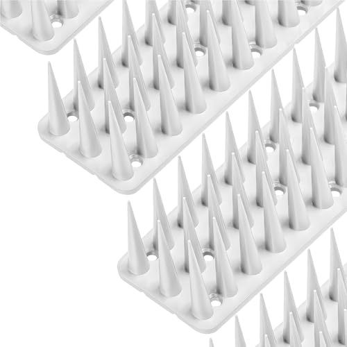 Konzept 11 Taubenabwehr Spikes – UV-beständiger Kunststoff, 3-reihig Vogelschutz ideal für Balkon und Fensterbank, schnelle Montage 6 Meter (12Stück x 50cm, 3cm Hoch) in Weiß