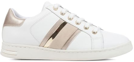Geox D Jaysen E Sneaker, White/LT Gold, 38 EU