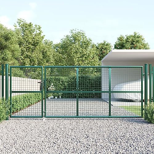 ZEYUAN Mesh-Gartentor Grün 350x175 cm Verzinkter Stahl, Gartentor, Gartentür, Gartentüren, Tor Garten, Gartentüren, Garten Tore, Flügeltore, 154534