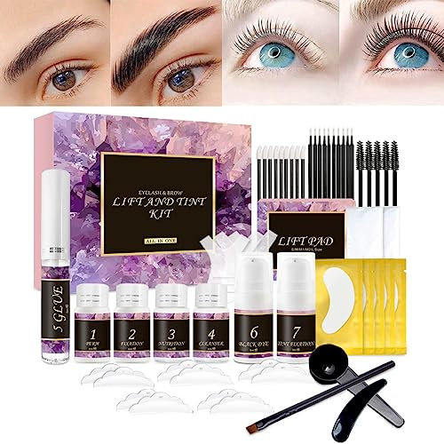 Lucoss Lifting Pestañas Kit Profesional,4en1 Laminado de Pestañas y Cejas,Kit Lifting de Pestañas Cejas y Tinte Negro,Permanente de Pestañas Kit,Lash Lift Kit