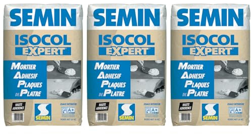 Semin Mortier Adhésif Isocol Expert - Plaques de Plâtre - Poudre - Sac de 25 kg (lot de 32)