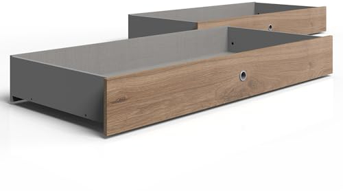 Lomadox Bettschubkasten Bettkasten Bettschublade (2er Set), Eiche