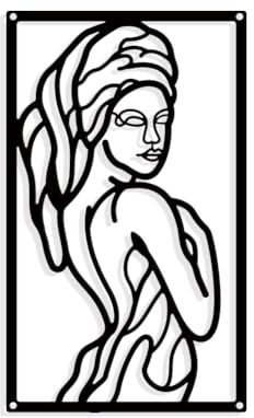 nbeads Frau Metall Wandkunst Dekor, Eingewickelt in Handtuch Matte Stil Wanddekoration hängend Silhouette Wandkunst für Haus Garten Hotel Büro Wand Festival Dekoration Geschenk, 30×17.8cm