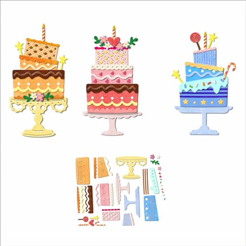 XMZZMX Metall-Stanzformen für Geburtstagsparty, Kuchenherstellung, Papierpräge-Stanz-Set, Vorlagen, Aufbewahrungstaschen, Zubehör, Fotorahmen, Album, DIY, Scrapbooking, Schablonen-Sets