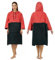 Zingtto Surf Poncho Wickelmantel, 3/4-Ärmel, extra groß, dick, Kapuzenpullover, Handtuch Poncho für Männer und Frauen, Strand, Schwimmen, 99,1 x 83,8 cm, Schwarz Korallenrot
