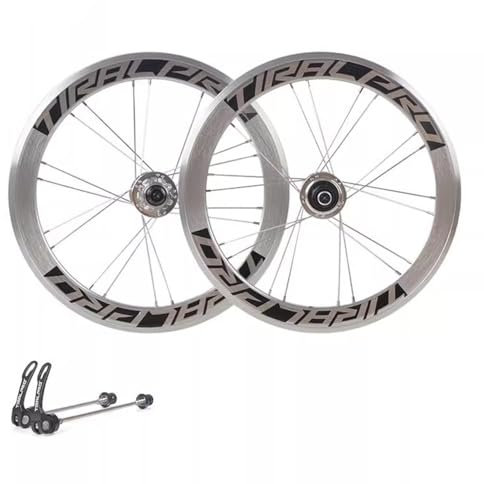 LSRRYD Klapprad Laufradsatz 16 20 Zoll BMX Vorderrad Hinterrad 349 406 451 Scheibenbremse Schnellspanner 40mm Hohe Felge Radsatz Kassettennabe 8 9 10 11 Gang (Color : Silver, Size : 349)