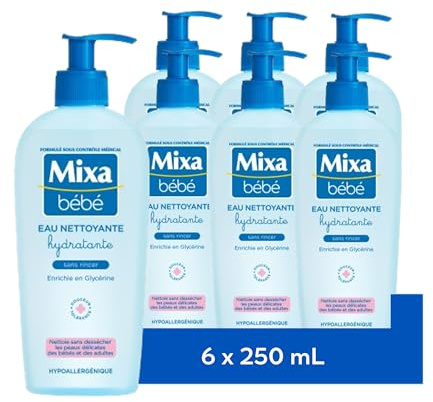 [LOT DE 6] Mixa Bébé Eau nettoyante Hydratante 250ml