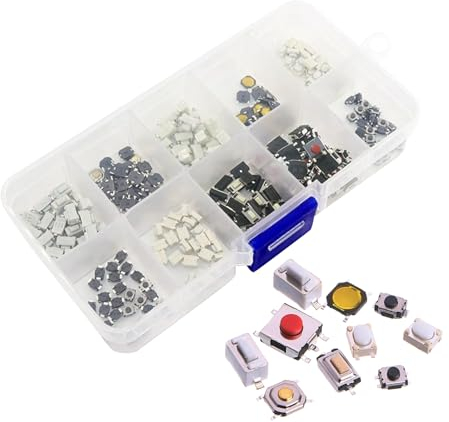 Interruptor de Botón Táctil, Pulsador Micro Interruptor, Microinterruptor Táctil Surtido Kit, Táctil Interruptor de Botón, Táctil Pulsador Interruptor, Llave de Control Remoto de Automóvil, 100 Pack
