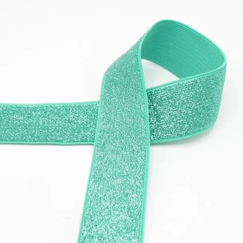 Gummiband Glitzer 40 mm – elastisches Band in 11 Farben – Gummilitze für Kleidung, Accessoires, DIY & Nähen – hochwertig & vielseitig einsetzbar (mint)