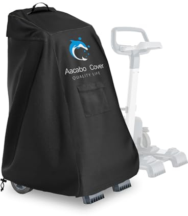 Aacabo Funda para carrito robótico para limpiar piscinas, cubierta impermeable para exteriores, se adapta a la mayoría de marcas de limpiador robótico de piscinas, patrón negro