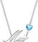 Kraven Damen Kette mit Namen Blauer Geburtsstein-Anhänger Halskette Namenskette Geschenk Personalisiert Damenkette Buchstaben Kette Geschenkidee für Frauen Teenager Mädchen Tochter (Mia)