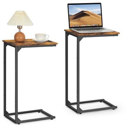 CADUKE Beistelltisch C-Form 2er-Set, 40 * 30 * 70cm, mobiler Kaffeetisch, Sofatisch aus Metall, Couchtisch Laptoptisch Nachttisch für Wohnzimmer Schlafzimmer