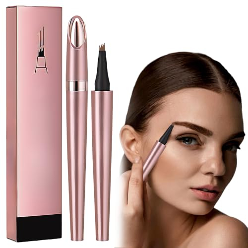 Mikro Wasserdichter Augenbrauenstift mit 4 Gabelspitze Applikator, 2024 Neuest Wasserfester Eyebrow Pencil, Lang anhaltend Wasserfest Erzeugt mühelos natürlich aussehende Brauen (1, C# Dunkelbraun)