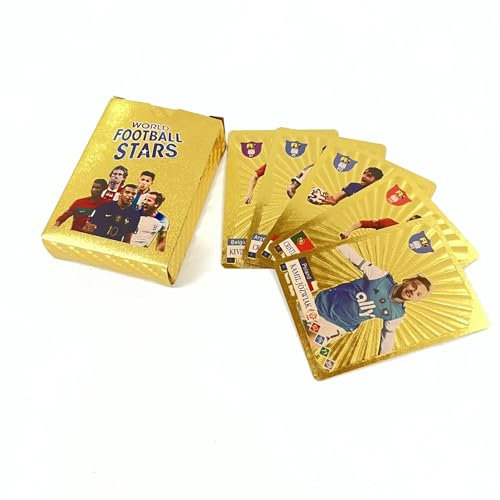 Umbrean Fußball-Stars Kartenspiel, Gold-Edition, für Kinder und Erwachsene, geeignet für Partys, Geburtstage, Hochzeiten-55 Stück