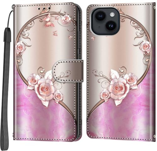 Salanheo Wallet Case for iPhone 15, with Card Slots Magnetic Closure Shockproof Leather Flip Phone Case Compatible for iPhone 15