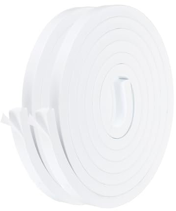 PATIKIL Weather Stripping Door Seal Strip, 2 Rolls 3/5 Inch x 1/2 Inch x 10 Ft Self Adhesive Soundproof High Density Foam Tape Insulation for Door Window Air Conditioning, White