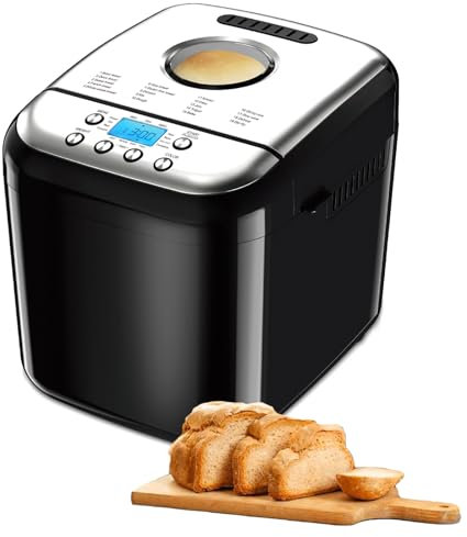CHANGLKJ Macchina per Il Pane Automatica, Macchina per Il Pane Domestica con 19 Menu di Programma E Funzione di Ritardo, 3 capacità di Pane 1/1,5/2,0 Lb E 3 Colori della Crosta Regolabili, per Pane
