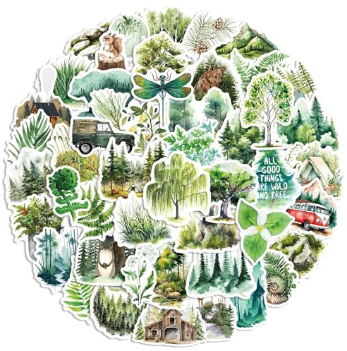 Wildnis Wald Aufkleber Wild Forest Sticker Set 50 Stücke Niedlich Deko für Auto Laptop Skateboard Fahrrad Moped Motorrad Fahrrad Computer,Geeignet für Erwachsene Kinde