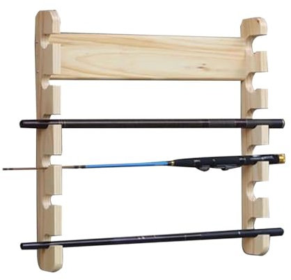 BYPIAOERZ Portacanne da Pesca Espositore per Canna da Pesca a Parete Espositore per Canna da Pesca in Legno Espositore per Negozio di Attrezzatura da Pesca Porta Canna da Pesca