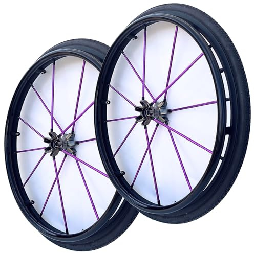 24 Pouces Roues Arrière de Rechange, 24X1 Ensemble Arrière de Fauteuil Roulant pour Fauteuils Roulants Manuels, Pneus Pneumatiques, avec Roulement 1/2 (1 Jeu de 2)