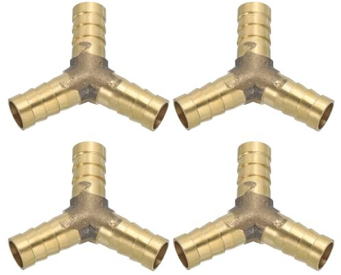 PATIKIL Embouts de Tuyau en Laiton de 3/8,4 pièces Raccords de Type Y en métal pour Raccord de Tuyau,connecteur de Raccordpour kit de réparation de Tuyau d'eau d'huile de Carburant de gaz